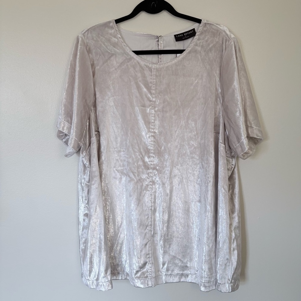 Lane Bryant Shimmering Silver Blouse Size 22 NWT